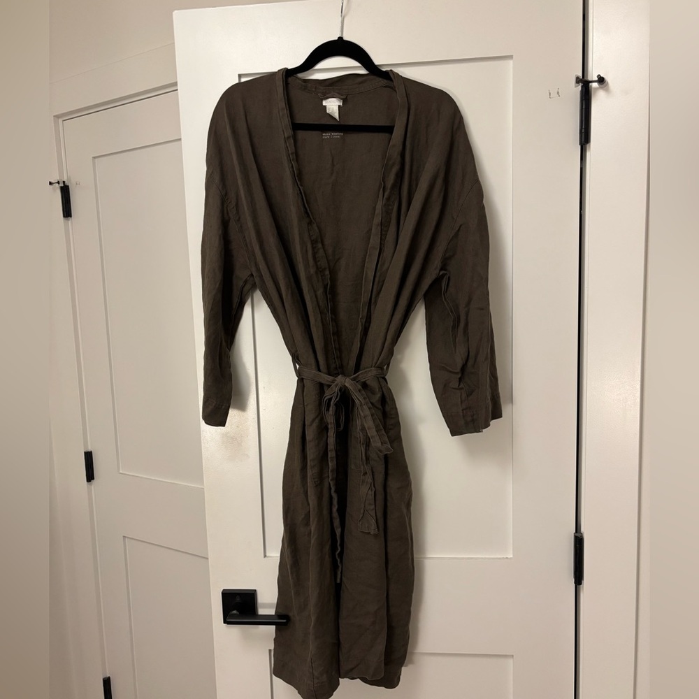 H&M Home Dark Grey Linen Robe S/M